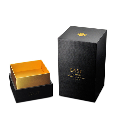 علبة عطر تغليف مستحضرات التجميل من الورق المقوى الأسود الفارغ بشعار مخصص